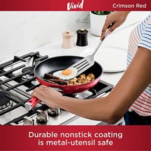 Ninja C20020 Foodi NeverStick Vivid 8-Inch Fry Pan, Nonstick, Durable & Oven Safe to 400°F, Cool-Touch Handles, Crimson Red