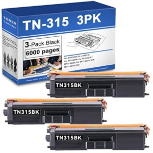 (3 pack) tn315 compatible tn-315bk black toner cartridge replacement for brother hl-4150cdn hl-4140cw hl-4570cdw hl-4570cdwt printer toner.