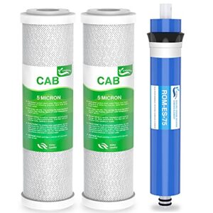 combo pack fx12p and fx12m or tfm-24 water filter replacement, compatible ge ro set gxrm10rbl gxrm10g reverse osmosis systems, 2x carbon block filters, 1x ro membrane filter