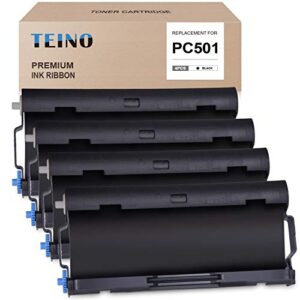 teino 4 pack pc501 compatible with brother pc-501 pc501 ppf print fax cartridge for brother fax-575 fax 575 ribbon printer (black)
