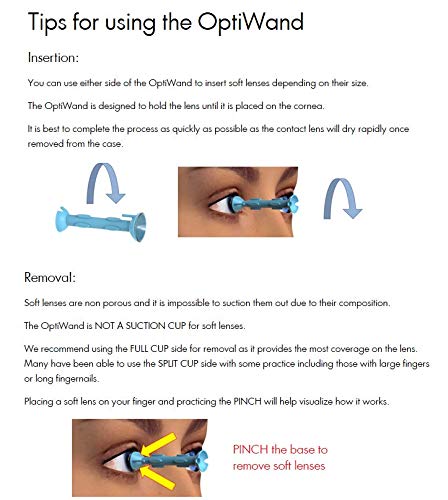 OptiWand 2 Pack Soft Contact Lens Insertion & Removal Tool. Not a Suction Cup for Soft Lens Removal. It Will Help Pinch The Soft Lens. Eye Lens Installer Extractor Applicator Remover Inserter Device