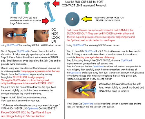 OptiWand 2 Pack Soft Contact Lens Insertion & Removal Tool. Not a Suction Cup for Soft Lens Removal. It Will Help Pinch The Soft Lens. Eye Lens Installer Extractor Applicator Remover Inserter Device