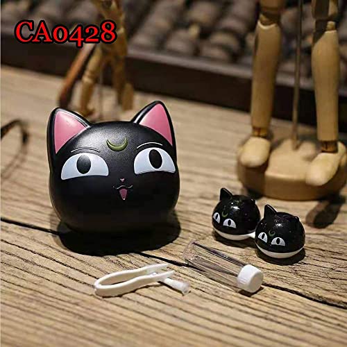 Anime Cute Cat Contact Lens Case Travel Box Container Care Kit Mirror +Bottle + Tweezers Container Holder