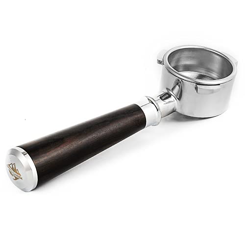 54mm Espresso Portafilter, Bottomless Coffee Portafilter by CrossCreek with Stainless Steel portafilter and Solid Wooden Handle for Breville Barista Espresso Machine 6296-53101-01A