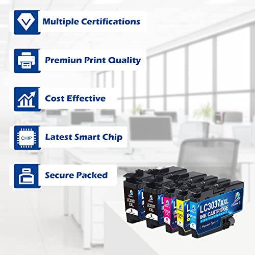 DOUBLE D LC3037 Ink Cartridges Compatible Replacement for Brother LC3037 LC3037XXL LC3039, High Yield use with MFC-J6945DW MFC-J5845DW XL MFC-J5945DW MFC-J6545DW XL (2BK/C/M/Y) 5 Pack