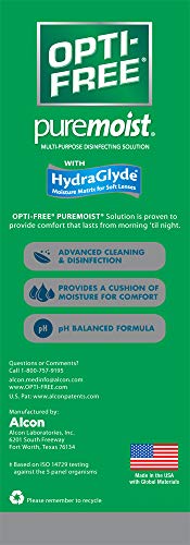 Opti-Free Puremoist Multi-Purpose disinfecting Solution with Lens case, 16 Fl Oz