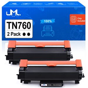 jmlcolors compatible brother tn760 toner replacement for high yield tn-760 tn-730 tn760 tn730 cartridges work for dcp-l2550dw mfc-l2710dw hl-l2390dw hl-l2370de mfc-l2750dw mfc-l2730dw printer (2-pack)