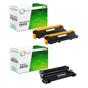 tct premium compatible toner cartridge and drum unit replacement for brother tn420 dr420 works with brother hl-2230 2280, mfc-7360 7460 7860, dcp-7060 7065 7070 printers (2 tn-420, 1 dr-420) – 3 pack