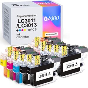 oa100 compatible ink cartridges replacement for brother lc3011 lc3013 lc 3013 for mfc-j497dw mfc-j491dw mfc-j690dw mfc-j898dw printer (black cyan magenta yellow, 10 pack)