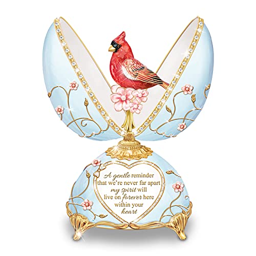 The Bradford Exchange Heavenly Messenger Peter Carl Faberge-Inspired Egg Remembrance Music Box Featuring A Hand-Painted Cardinal Sculpture & Adorned with 22K Gold Accents