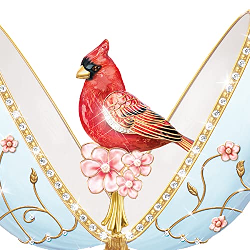 The Bradford Exchange Heavenly Messenger Peter Carl Faberge-Inspired Egg Remembrance Music Box Featuring A Hand-Painted Cardinal Sculpture & Adorned with 22K Gold Accents