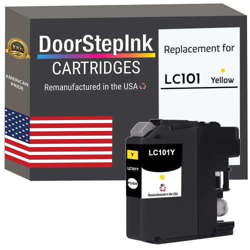 DoorStepInk Remanufactured in The USA Ink Cartridge Replacements for Brother LC101 Yellow for Printers DCP-J152W MFC-J245 MFC-J285DW MFC-J450DW MFC-J470DW MFC-J475DW MFC-J650DW