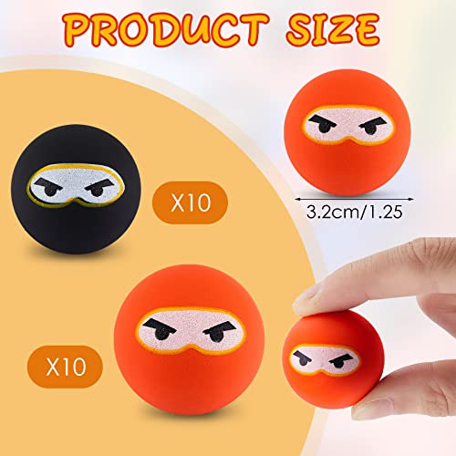 Chivao Ninja Bouncing Balls, Bouncing Ninja Toy Game, Party Favors Bounce Balls, 1.26 Inch Bouncy Balls for Valentine's Day Birthday Party School Outdoor Activities (20 Pcs)