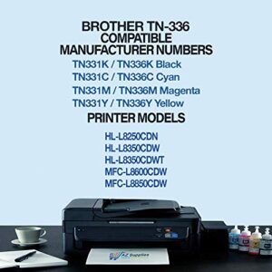 AZ Supplies Toner 5-Pack Compatible with Brother TN-336BK TN-336C TN-336M TN-336Y for Brother DCP-L8400CDN, DCP-L8450CDW, HL-L8250CDN, HL-L8350CDW, MFC-L8650CDW, MFC-L8850CDW