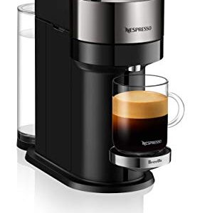 Nespresso Vertuo Next Deluxe Coffee and Espresso Maker by De’Longhi, Pure Chrome with Aeroccino Milk Frother,1.1 liter , Black