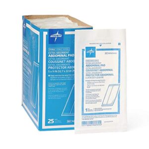 medline medline sterile abdominal pad, non21450h, 5 inch x 9 inch, 2 packs of 25 count