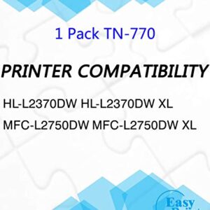 EASYPRINT (Single Black Pack) Compatible TN-770 TN770 Toner Cartridge Used for Brother HL-L2370DW HL-L2370DW XL MFC-L2750DW MFC-L2750DWXL Printers