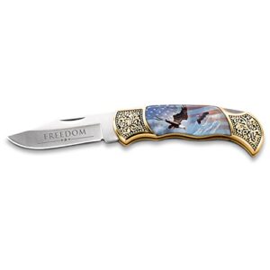the bradford exchange patriotic folding pocket knife with ted blaylock eagle art and engraved blade