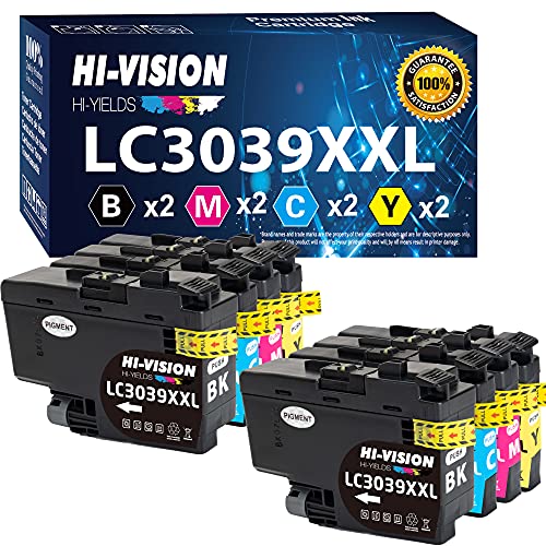 HI-VISION HI-YIELDS 2-Set Compatible Ink Cartridges Replacement for Brother 3039xxl LC3039xxl for MFC-J5845DW, MFC-J5845DW XL, MFC-J5945DW, MFC-J6545DW, MFC-J6545DW XL, MFC-J6945DW, (2BK, 2C, 2M, 2Y)