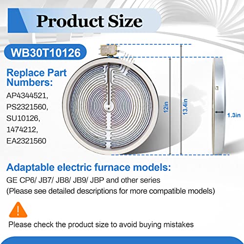 Soobool （Upgraded）Wb30t10126 / Ps2321560 12 in Tripe Haliant/Radian Surface Element Compatible with GE Glass Top Halo Heating Element Series, Replaces: ap4344521,1474212,ea2321560.