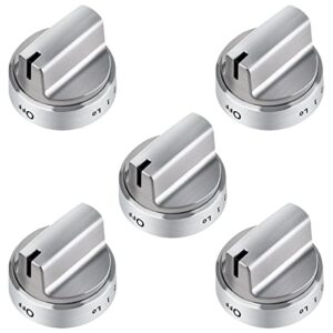 wb03x24818 gas stove knobs stainless steel look plastic range burner control knobs, compatible for ge range gas stove knob, replacements ps11729081(5packs)