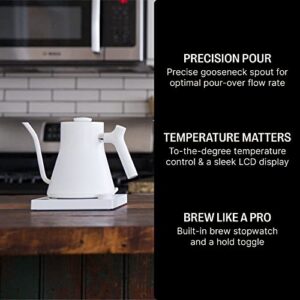 Fellow Stagg EKG Electric Gooseneck Kettle - Pour-Over Coffee and Tea Kettle - Stainless Steel Kettle Water Boiler - Quick Heating Electric Kettles for Boiling Water - Matte White