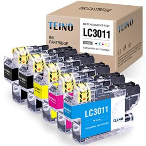 teino compatible ink cartridge replacement for brother lc3011 lc-3011 lc 3011 use with brother mfc-j895dw mfc-j497dw mfc-j491dw mfc-j690dw (black, cyan, magenta, yellow, 5-pack)