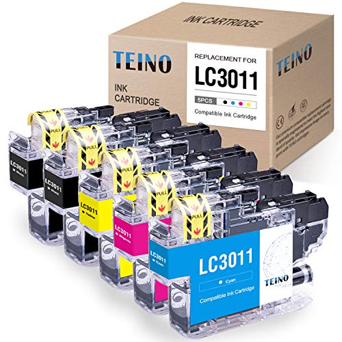 TEINO Compatible Ink Cartridge Replacement for Brother LC3011 LC-3011 LC 3011 use with Brother MFC-J895DW MFC-J497DW MFC-J491DW MFC-J690DW (Black, Cyan, Magenta, Yellow, 5-Pack)