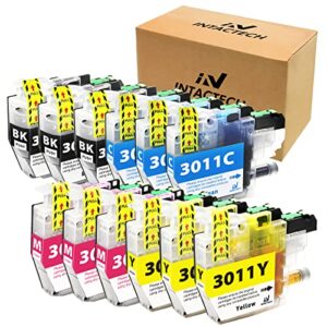intactech compatible ink cartridges replacement for brother lc-3011 lc3011 bkcmy work for printer mfc-j491dw, mfc-j497dw, mfc-j690dw, mfc-j895dw 3 sets-12 pack (3 black,3 cyan,3 magenta,3 yellow)