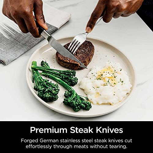 Ninja K32015A Foodi NeverDull Premium Knife System, 15 Piece Knife Block Set with Built-in Sharpener, German Stainless Steel Knives, Black