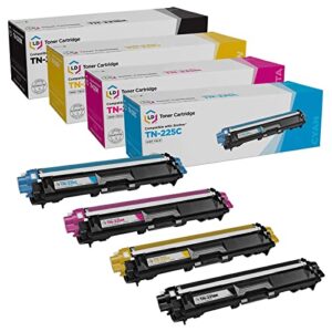 LD Compatible Toner Cartridge Replacements for Brother TN221 & TN225 High Yield (1 Black, 1 Cyan, 1 Magenta, 1 Yellow, 4-Pack)