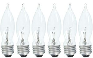 set of 6 ge crystal clear 40 watt bent tip standard base light bulbs