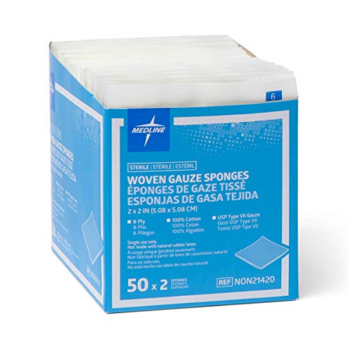 Medline Gauze Sponge Sterile 8 Ply, 100 Count