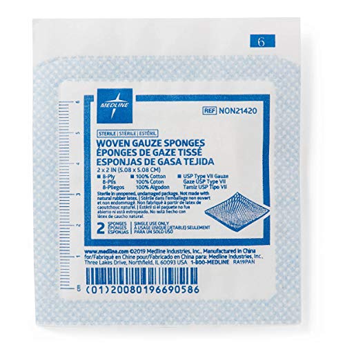 Medline Gauze Sponge Sterile 8 Ply, 100 Count