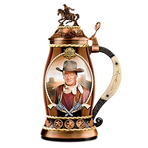 The Bradford Exchange John Wayne Duke Porcelain Stein With Bronze Toned Metal Alloy Lid: Drink Safe