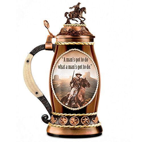 The Bradford Exchange John Wayne Duke Porcelain Stein With Bronze Toned Metal Alloy Lid: Drink Safe