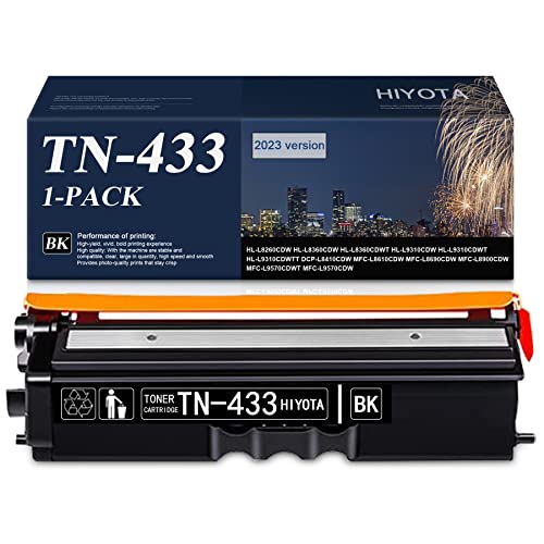 HIYOTA TN-433 Black Toner Cartridge 1-Pack TN 433 TN433 Replacement for Brother HL-L8260CDW L8360CDW L8360CDWT L9310CDWT L9310CDWTT DCP-L8410CDW MFC-L8610CDW L8690CDW L9570CDWT L9570CDW Printer Toner