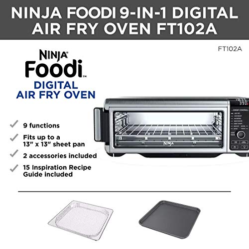 Ninja Foodi 9-in-1 Digital Air Fry Oven Air Fry, Air Roast, Air Broil, Bake, Bagel, Toast, Dehydrate, Keep Warm, and Reheat - Stainless Steel