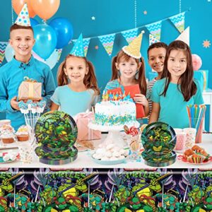 Ninja Turtle Birthday Party Supplies, Teenage Mutant Ninja Theme Tableware Set Include 1 Tablecloth, 10pcs Plates 7",10pcs Plates 9" and 20 Napkins for Boys Birthday Party Supplies