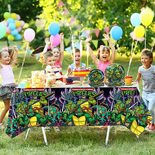 Ninja Turtle Birthday Party Supplies, Teenage Mutant Ninja Theme Tableware Set Include 1 Tablecloth, 10pcs Plates 7",10pcs Plates 9" and 20 Napkins for Boys Birthday Party Supplies