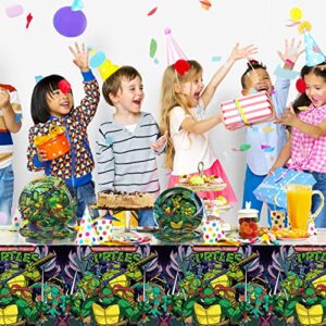 Ninja Turtle Birthday Party Supplies, Teenage Mutant Ninja Theme Tableware Set Include 1 Tablecloth, 10pcs Plates 7",10pcs Plates 9" and 20 Napkins for Boys Birthday Party Supplies