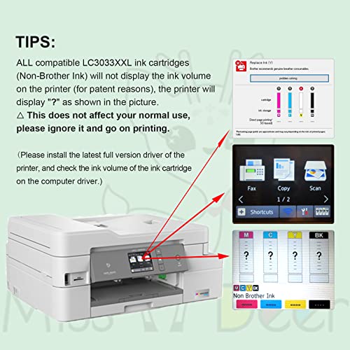 MS DEER Compatible LC3033 BK/C/M/Y Ink Cartridges Replacement for Brother LC3033XXL LC 3033 XXL LC3035 3035 Super High Yield Work for Brother MFC-J995DW MFC-J805DW MFC-J815DW MFCJ995DW Printer 5 Pack