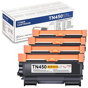 tonerplususa compatible tn450 toner cartridge replacement for brother tn450 tn-450 black, high yield [4 pack]