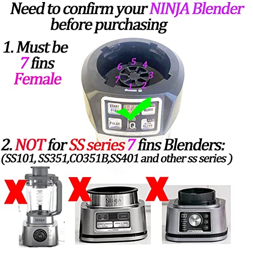 [Upgrade ] 7-Fins Male Ninja Blender Blade Replacement Parts Compatible with Auto iQ Blender [4 Inch Male 7 Fins ONLY]