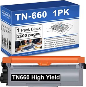 tn660 compatible tn-660 black toner cartridge replacement for brother mfc-l2700dw mfc-l2680w hl-l2300d dcp-l2520dw printer toner.(1 pack)
