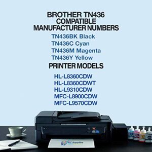 AZ Compatible Toner Cartridge Replacement for Brother TN436 use in HL-L8360CDW HL-L8360CDWT HL-L9310CDW MFC-L8900CDW MFC-L9570CDW (Black, Yellow, Cyan, Magenta, 4-Pack)