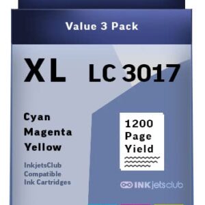 INKjetsclub Compatible LC 3017 / LC 3019 XL. High Yield Cartridges for Brother LC 3017 / LC 3019 Printer Ink. 3 Pack (Cyan, Magenta, Yellow)