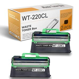 2 pack black compatible wt-220cl remanufactured waste toner box replacement for brother hl-3140cw 3170cdw 3180cdw mfc-9130cw 9330cdw 9340cdw printer toner (50,300 pages per toner,high yield).