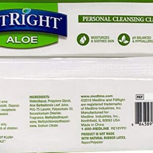 Medline FitRight Aloe Personal Cleansing Cloth Wipes, Scented, Pack of 48, 8 x 12 inch Adult Large Incontinence Wipes