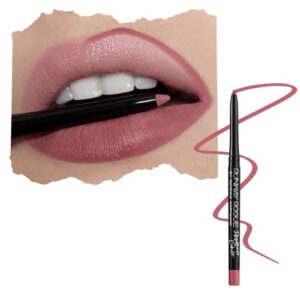 runway rogue designer liner lip pencil, matte rose-pink lip liner and sharpener, camera ready